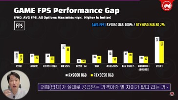 RX 9060 vs RTX 5050 gaming performance. (Image source: Technosaurus on YouTube)