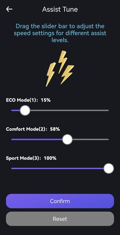 Support can be fine-tuned via the app