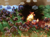 Yield Fall of Rome screenshot showing a village burning 