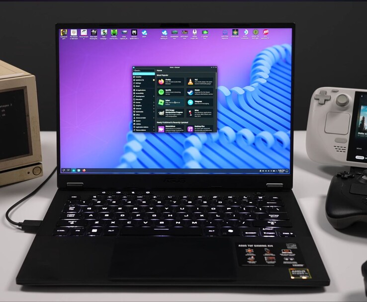 SteamOS desktop mode running on the Asus TUF Gaming A14