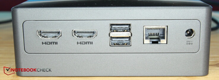 Back: 2x HDMI, 2x USB 2.0, LAN, power
