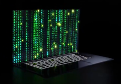 The mysterious laptop is back to offer more clues about what's coming. (Source: Twitter/Nvidia GeForce)