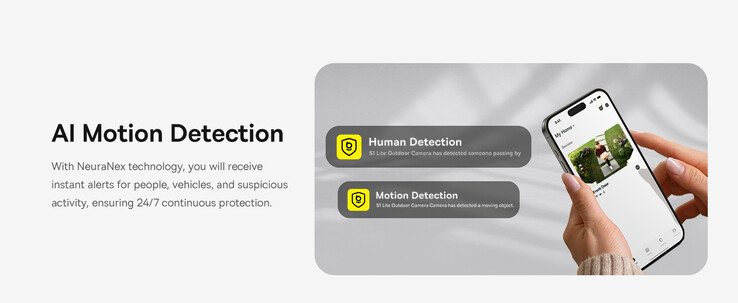 The camera also features AI-powered human detection (Image source: Baseus)