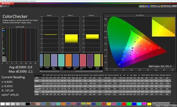 Internal display color accuracy (Profile: Professional, Standard; Target color space: sRGB)