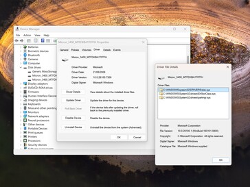 The stock Windows driver is active before the hack.