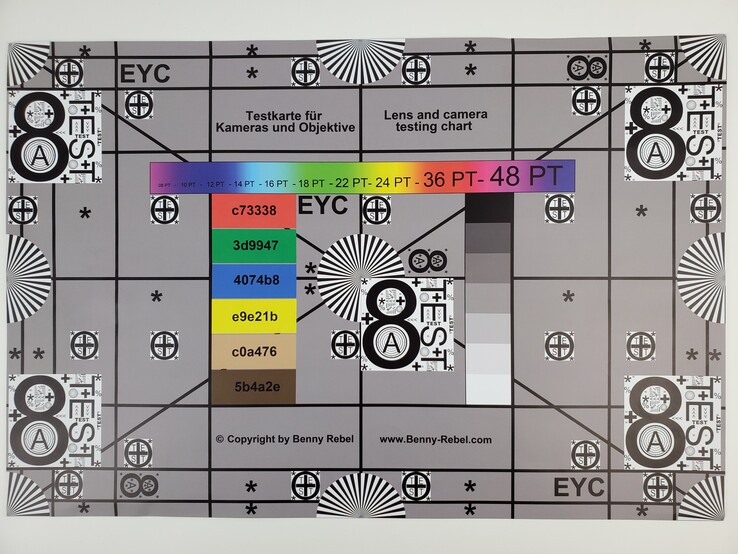 A photo of our test chart