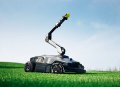 The NexLawn Master X can throw balls to dogs and pick fruit from trees. (Image source: Mova)