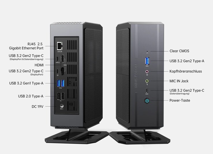 External interfaces on the Minisforum Neptune Series NAD9 (source: Minisforum)