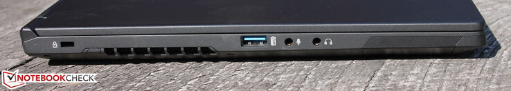 Right: USB Type-A 3.1 Gen 2, headphone jack, microphone jack