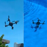 The drone flying in the air and swimming underwater (Image source: Andrei Copaci; edited screenshot)