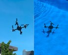 The drone flying in the air and swimming underwater (Image source: Andrei Copaci; edited screenshot)