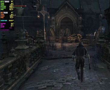 Bloodborne running on the shadPS4 emulator at over 100 FPS on a GeForce RTX 5060 and Ryzen 5 7600
