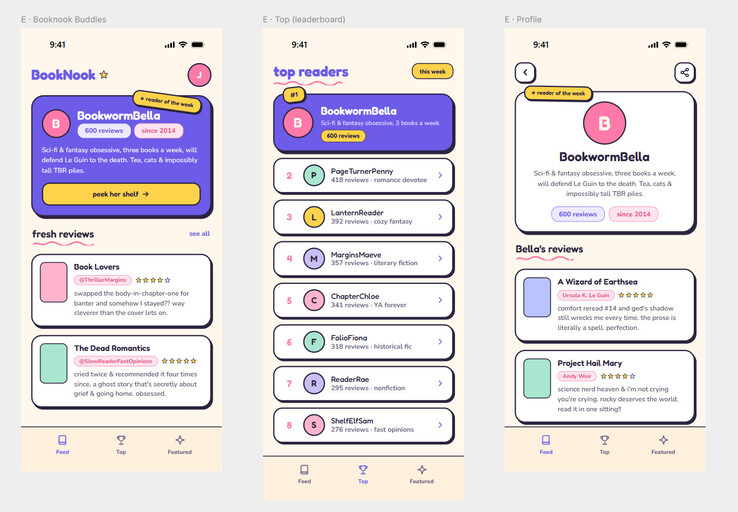 Screenshots of the intentionally vulnerable book review app.
