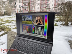 Apex 17 outdoors, snow in the background