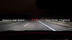 Adaptive high beam test on Tesla Model 3 (image: m.jr.88/YT)