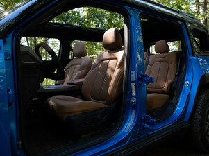 The seats in the Jeep Recon are designed for durability and comfort during rough driving. Many interior materials are recycled. (Image source: Jeep)