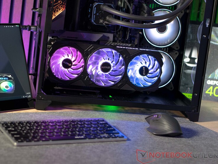 The KFA2 GeForce RTX 4070 EX Gamer in our GPU test system