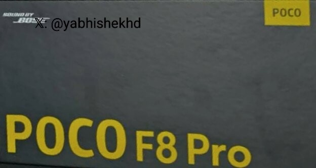 Leaked Poco F8 Pro box (Image Source: Abhishek Yadav on X)
