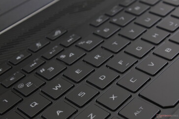 The dark gray font contrasts poorly with the key caps unless if the single-zone white backlight is enabled