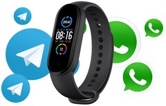 The Mi Band 6 may allow users to communicate via popular messenger services. (Image source: Xiaomi (Mi Band 5 pictured)/Medium - edited)