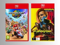 Switch 2 launch titles: Mario Kart World and Cyberpunk 2077 (Image source: Game UK, JB Hi-Fi with editing)