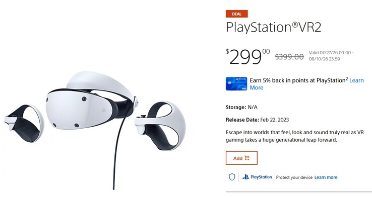 PSVR 2 listed with a $100 discount. 
