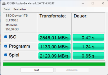 AS SSD Copy Benchmark