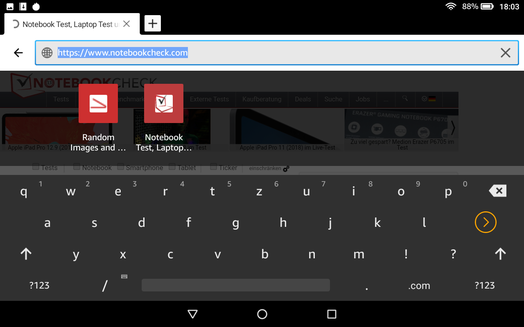 Keyboard in landscape mode