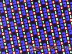 Crisp OLED subpixel array from the glossy overlay