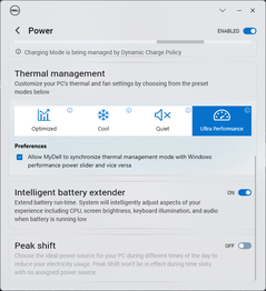 Power settings screen showing power profiles