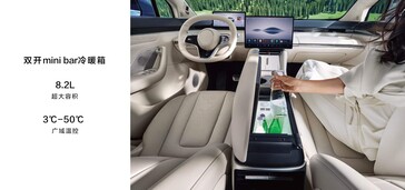 The Luxeed R7 comes with a mini fridge