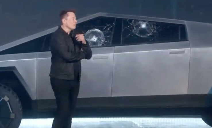 Elon Musk seemed surprised by the shattered "armoured" glass of the Cybertruck (Image: Tesla)