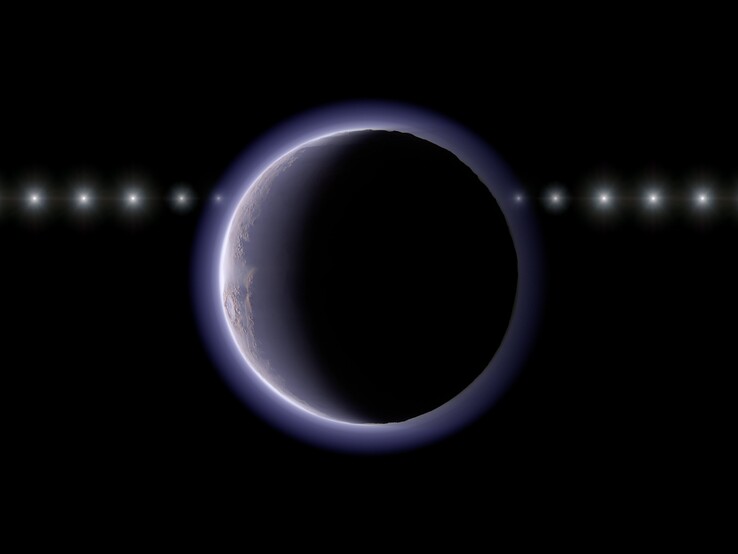 An artist's illustration showing 2002 XV 93 passing in front of a star.