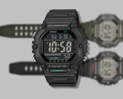 An image of the Casio AE-1600HX-1BV overlaid over two watches.