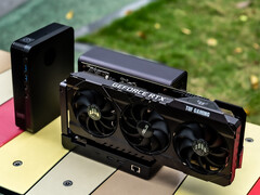 The MCIO of the GPD G2 eGPU will be limited to PCIe 4.0 x8 speeds. Pcitured: a picture showing the GPD G2 with a GPU and the GPD Box mini PC.