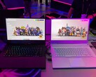 Asus Zephyrus S GX502 laptops used to demonstrate gaming on a 4K OLED panel. (Left-AMOLED, Right-IPS)