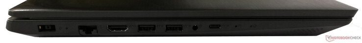 Left side: Power supply, Gigabit Ethernet, HDMI, 2x USB 3.1 Gen1, 1x combined 3.5 mm audio jack, 1x USB 3.0 Type-C