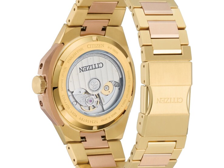 The see-through caseback showcases Citizen's in-house Caliber 9051 movement. 