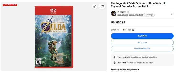 Zelda: Ocarina of Time remake listed on eBay.