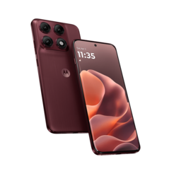The Motorola Edge 70 Pro+ in Pantone Zinfandel.