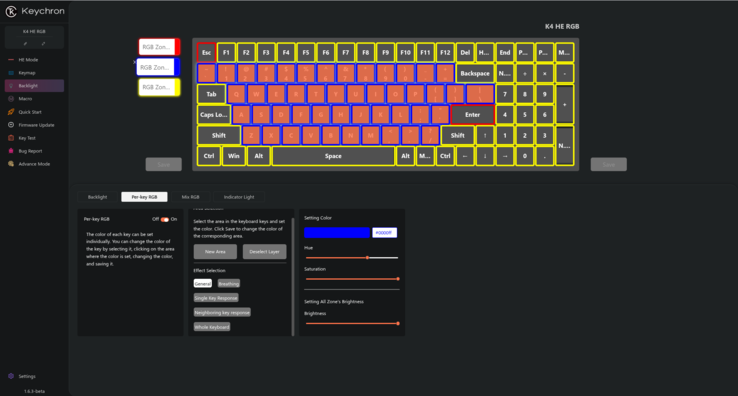 New per-key RGB settings in the Lemokey and Keychron Launcher web drivers screenshot