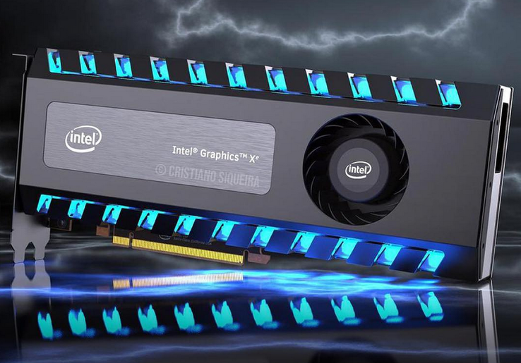 A possible look for Intel's upcoming discrete graphics cards, as envisioned by Cristiano Siqueira (Source: Intel)
