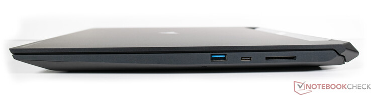 Right: USB Type-A, Thunderbolt USB4, SD card reader (UHS-III)