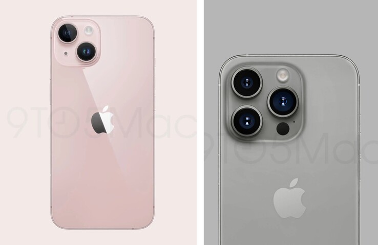 Renders of the iPhone 15 and iPhone 15 Pro. (Image source: 9to5Mac)