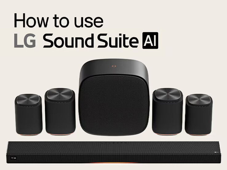 A bigger setup with the H7 at the bottom, the W7 subwoofer in the middle and four wireless surround speakers around it.