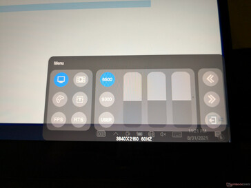 Onscreen settings for color adjustment, FreeSync, volume, brightness, contrast, and more