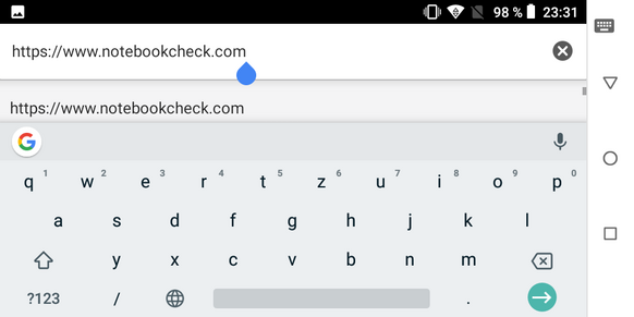 Keyboard in landscape mode