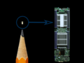 The reported tiny Chinese spy chip in question was smaller than a pencil tip. (Source: Debuglies via Bloomberg)