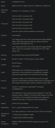 TravelMate P4 14 AI specs
