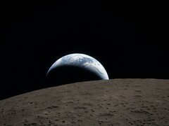 An image showing the Moon and the Earth.